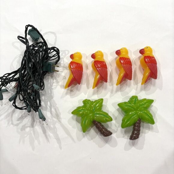 String Light Covers Parrots and Palm Trees Plastic Lot of 6 plus String Lights - Picture 2 of 5
